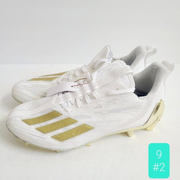 NEW Adidas Adizero Football Cleats GX5122 Size 9 White Metallic Gold #2 main image 8